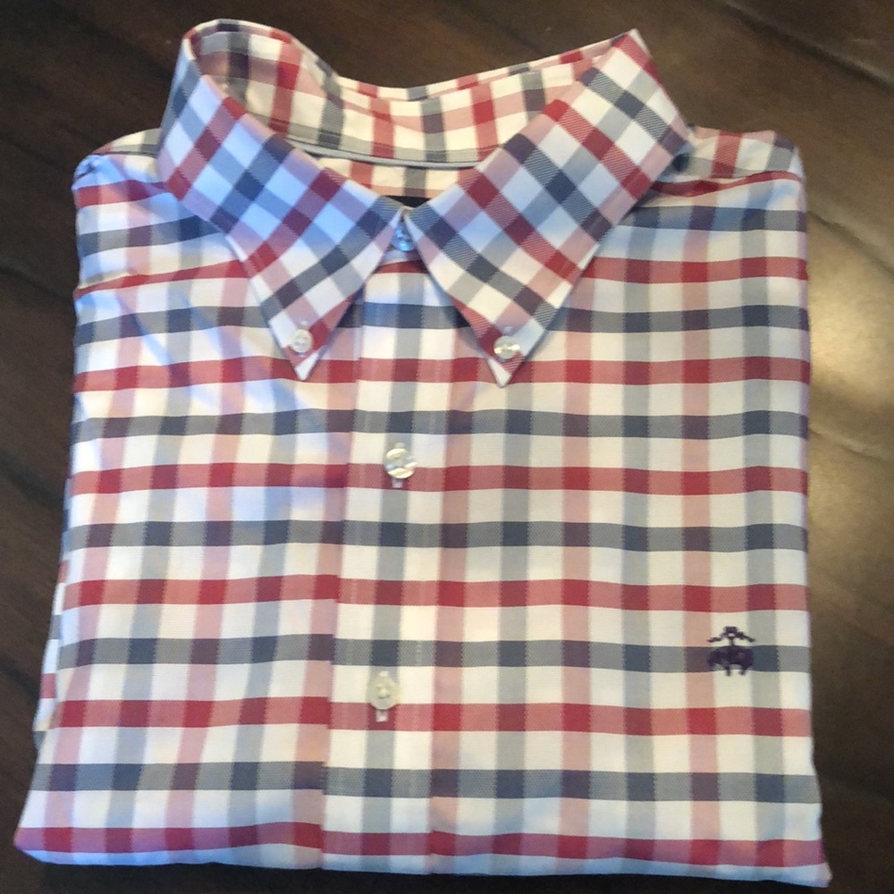 🆕❤️Brooks Brothers Classic Oxford gingham cotton button down short sleeve shirt